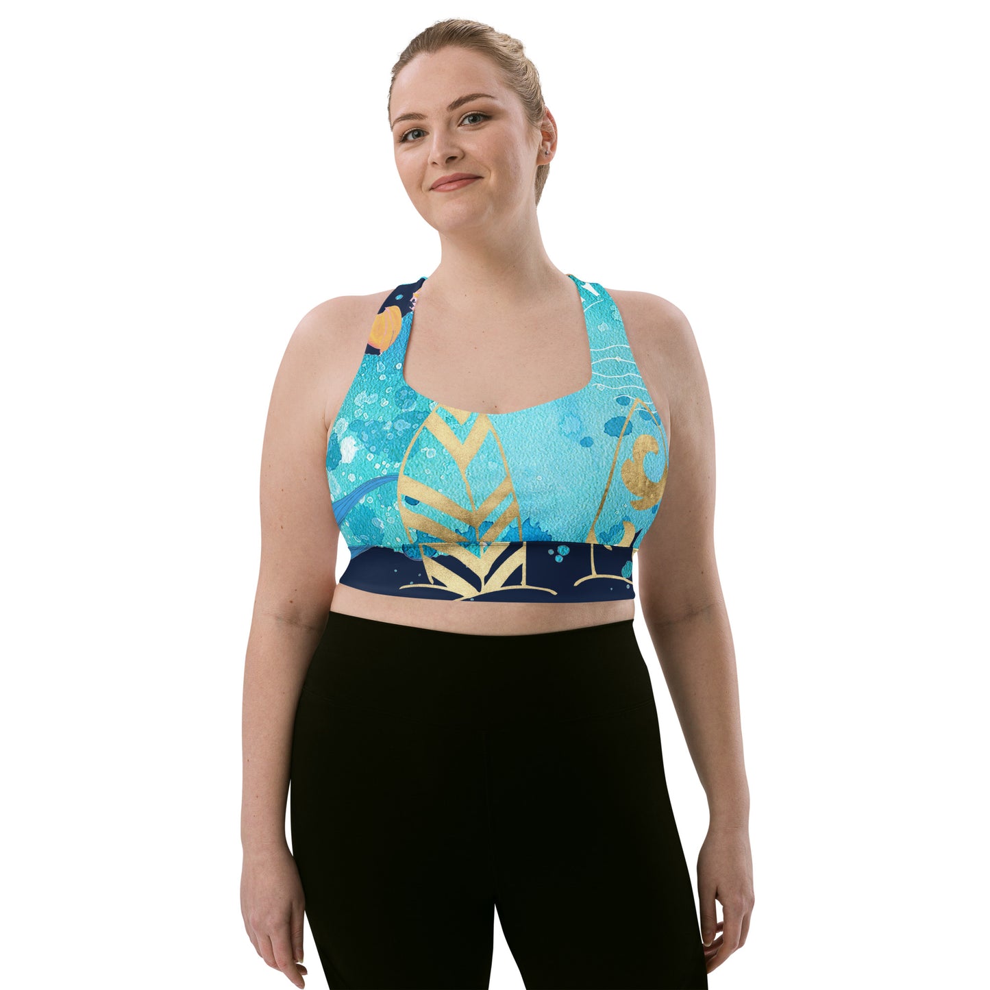 'SUP' Blue Longline sports bra