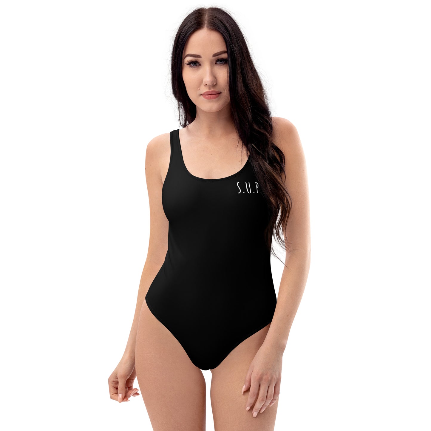 'SUP Shoreline' Black One-Piece Swimsuit