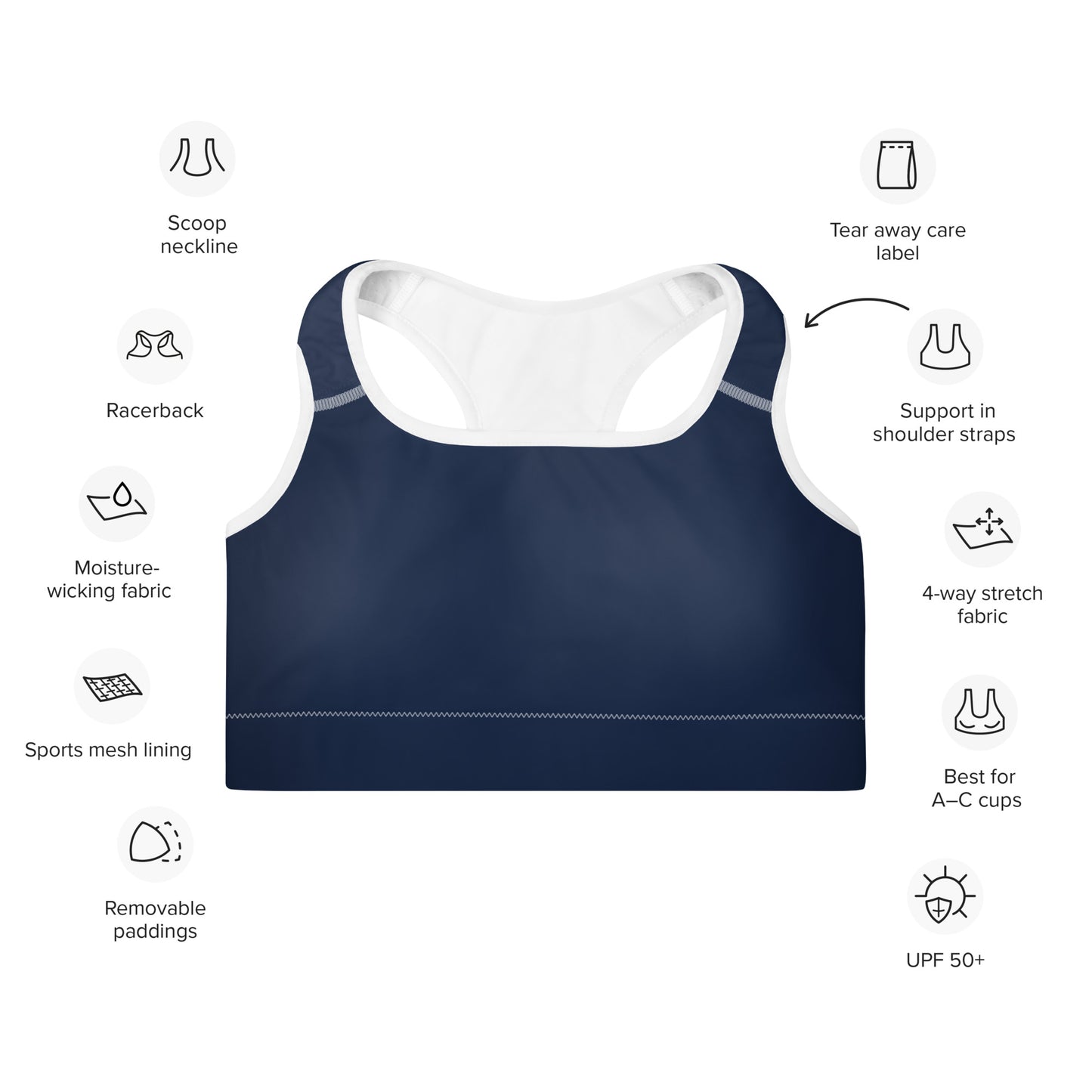 Signature Padded Sports Bra - Navy