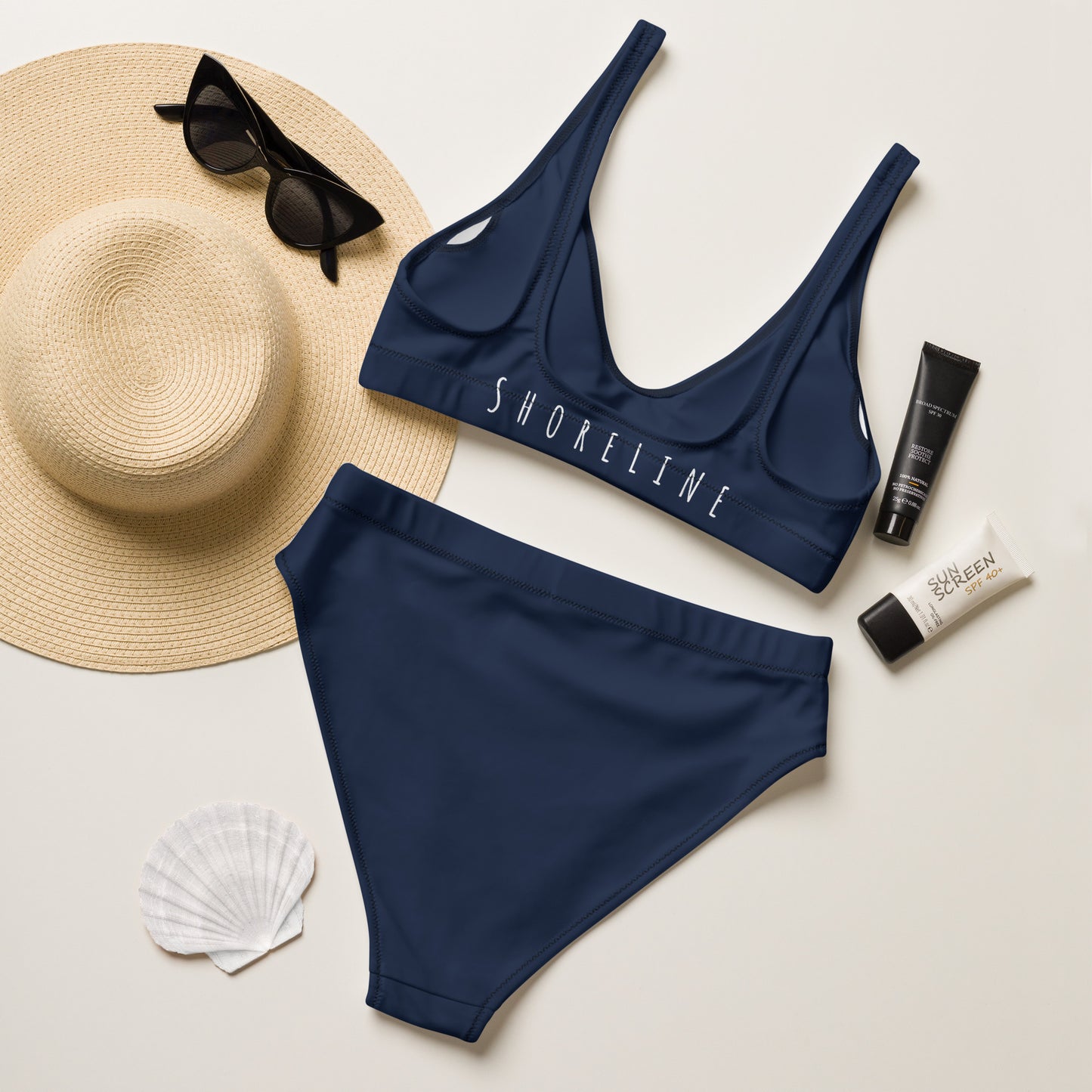 'SUP' Recycled high-waisted bikini - Navy