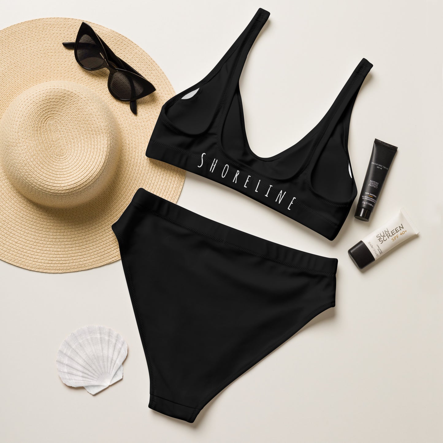 'SUP' Recycled high-waisted bikini - Black