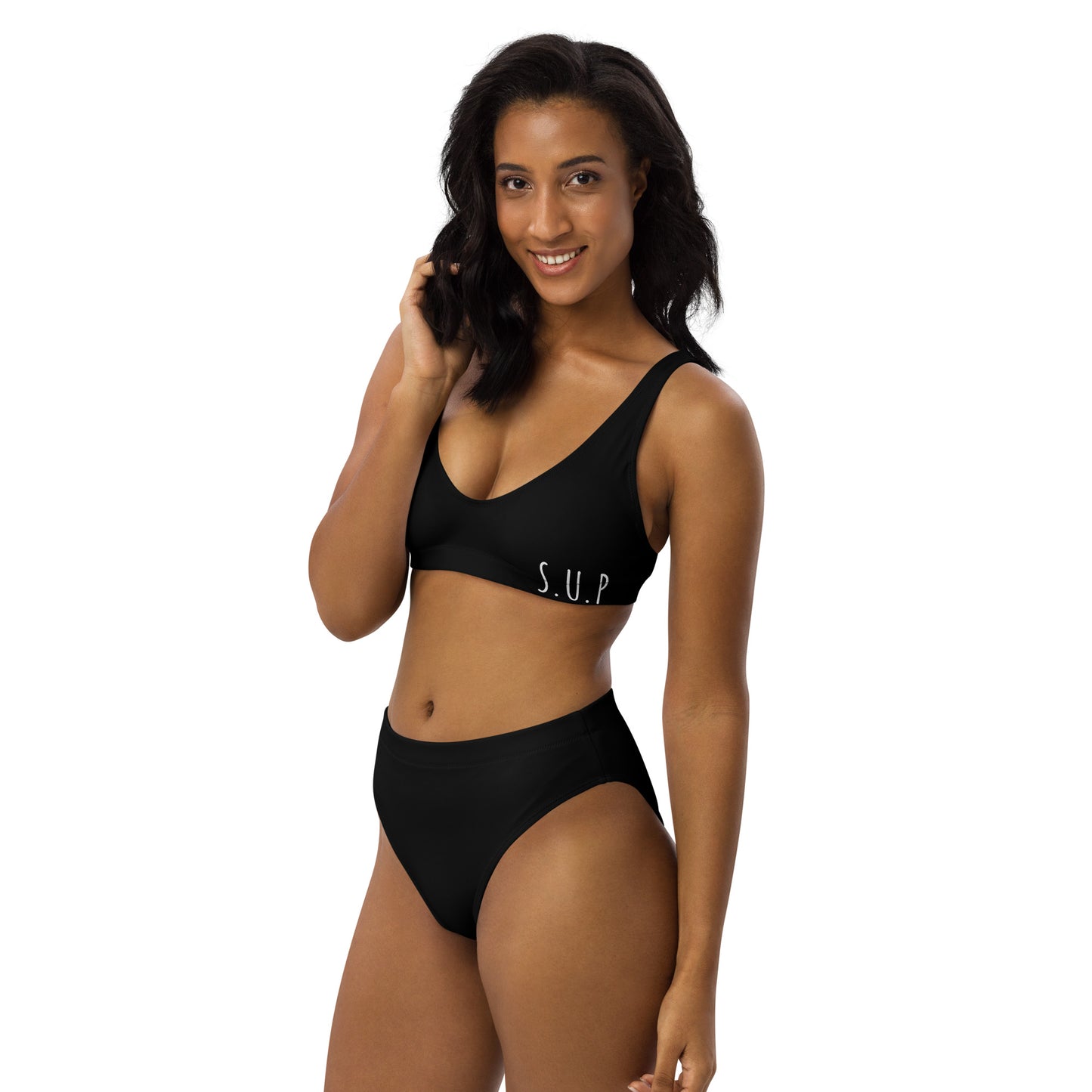 'SUP' Recycled high-waisted bikini - Black