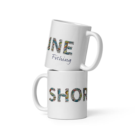 Shoreline 'Fishing' White glossy mug